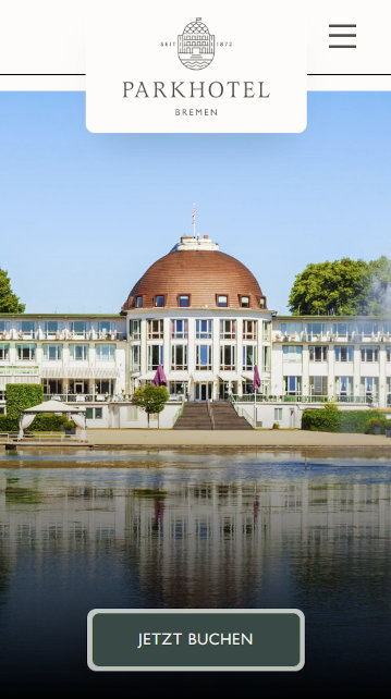 Die Startseite des Luxushotels Parkhotel Bremen auf dem Smartphone